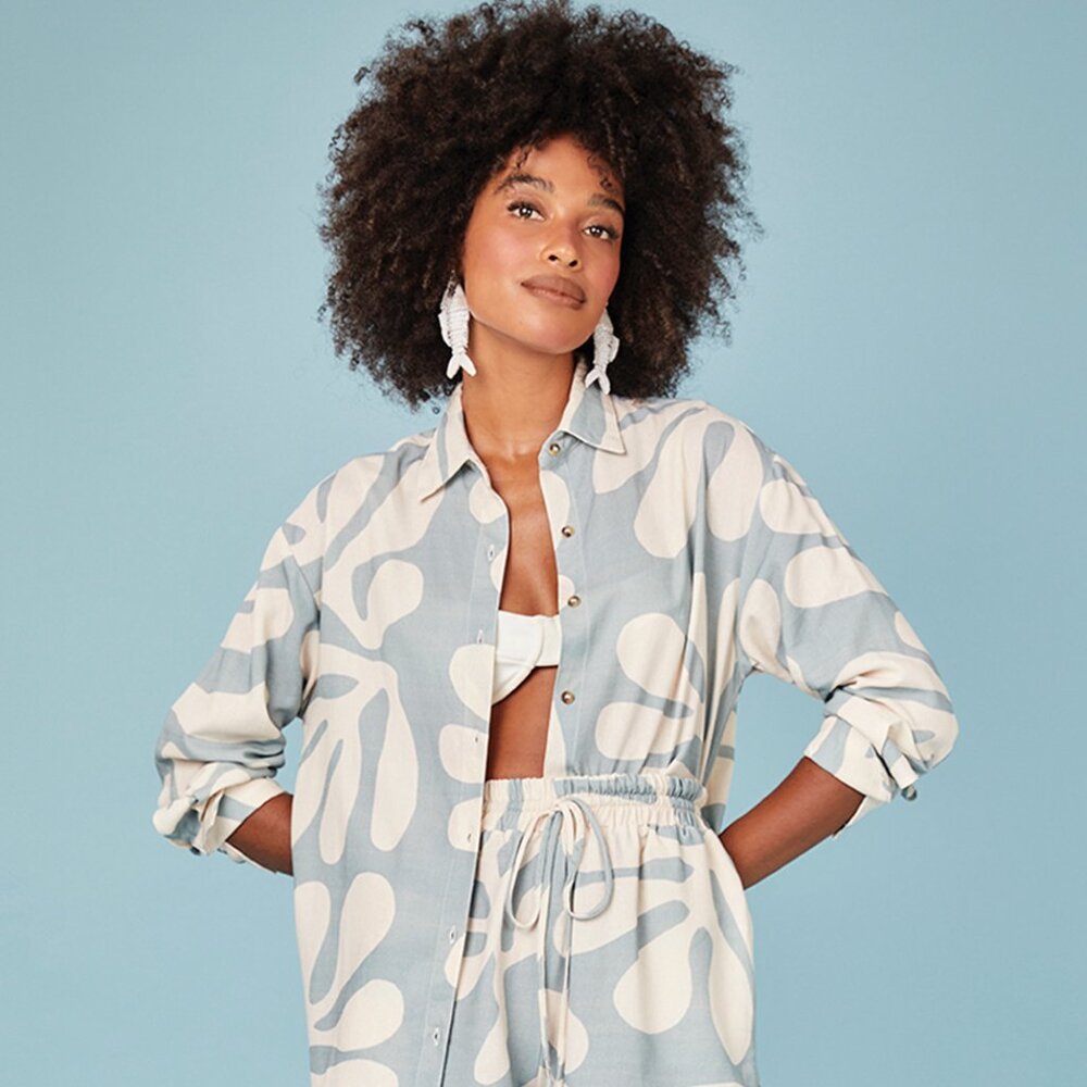 Linen Blend printed shirt